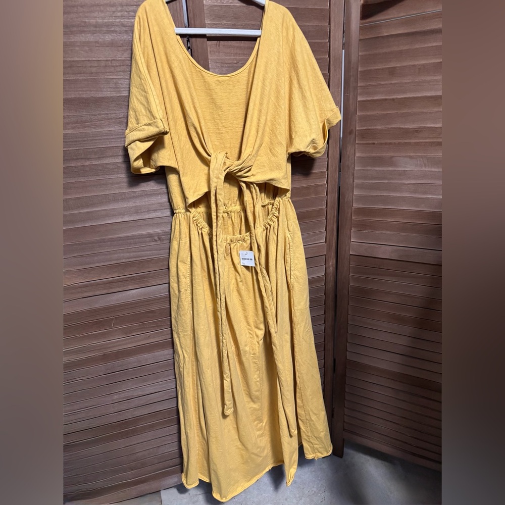 NWT Free People - Sorrento Midi Dress Size - XL, Mustard - Picture 3 of 7